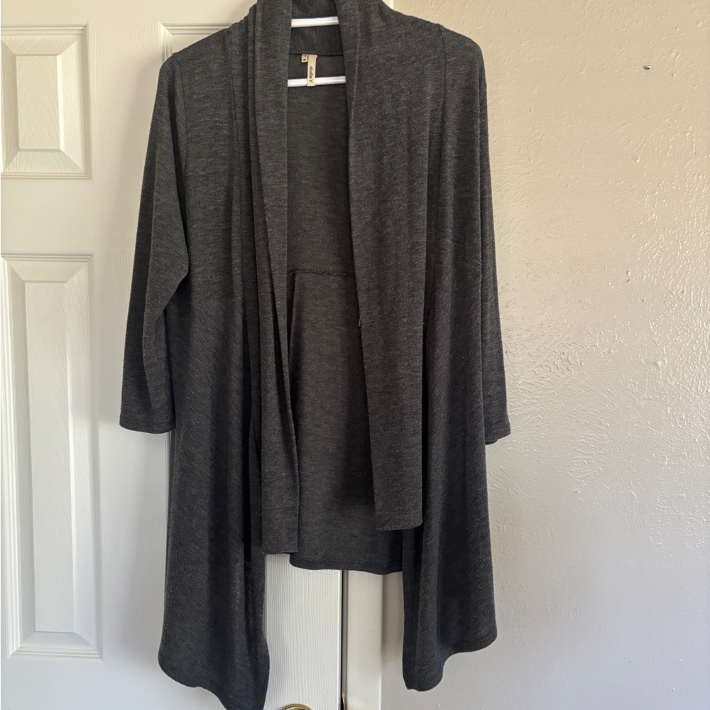 Studio Y Charcoal Open Front Cardigan